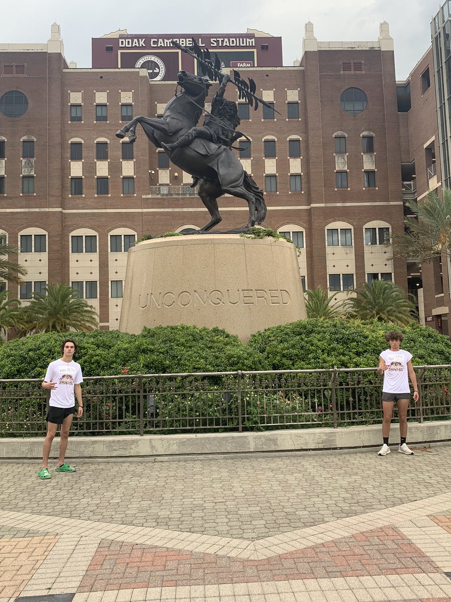 Blair_Lockhart's tweet photo. Thank you @FSUFootball and @Coach_Norvell for a great mega camp. These two learned a lot but also competed hard too. First of many camps this summer! @SouthWaltonFB @PhilTisa #GoNoles https://t.co/u536cIES8r