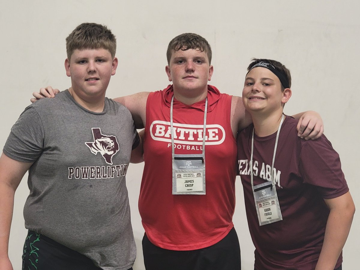 CoachSmith1234's tweet photo. Silsbee Tiger 8th grade lineman at Texas Aggie Football camp today! #TigerNation https://t.co/egq1bBGu5v