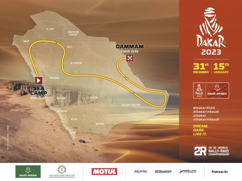 NewsMA2020's tweet photo. La cuarta edición del Dakar en Arabia Saudí,  se disputará del 31 de diciembre de 2022 al 15 de enero de 2023 y que será a su vez la 1ª ronda del campeonato del mundo FIA-FIM de rally-raid 2023.
Tendrá un total de 14 etapas más un prólogo.

Rte  ASO https://t.co/0RhXmIcB7D