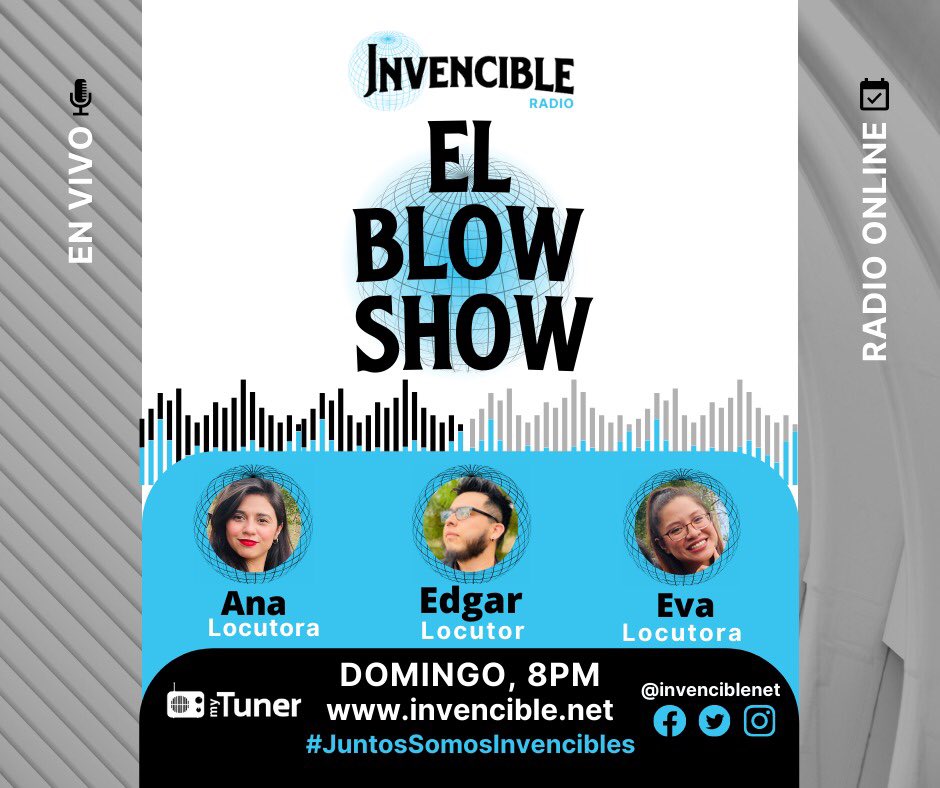 👄💦El Blow Show💦👄

Entren ahora a este cotorreo radial con #Ana #Eva y #Edgar 🎙⚡️

Participa con el #chavorucoblow y cuéntanos ¿qué es para ti un chavoruco? ¿Haz andado con un chavoruco(a)? #radio 

🌐invencible.net 
#juntossomosinvencibles