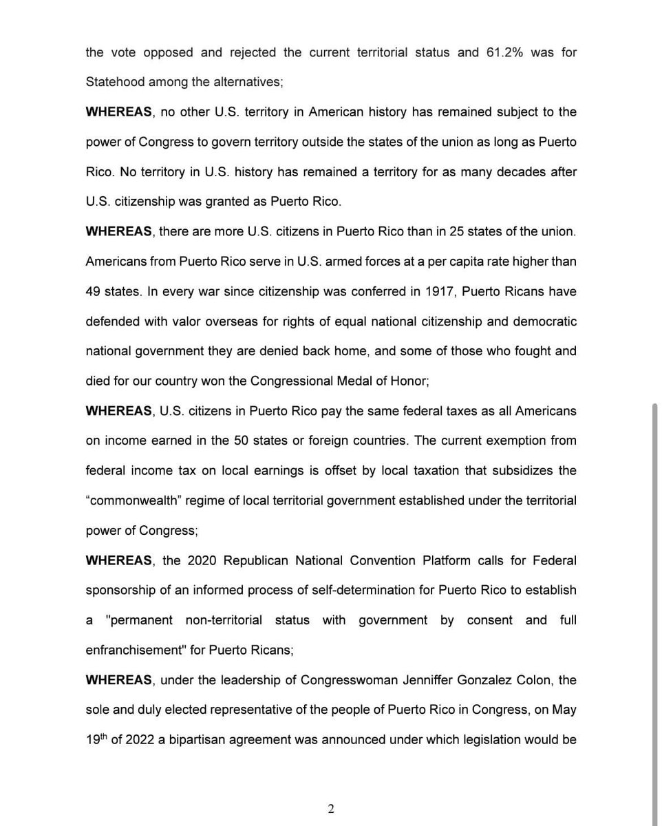 GOP_PR51's tweet image. El 23/mayo/2022 el Comité Ejecutivo aprobó aprobó una resolución en apoyo al proceso que se lleva con el Proyecto de Consenso “@PRStatusAct”. Enfatizamos nuestro apoyo a la #estadidad, ya que entre múltiples razones es la única opción que garantiza la #CiudadaníaAmericana.