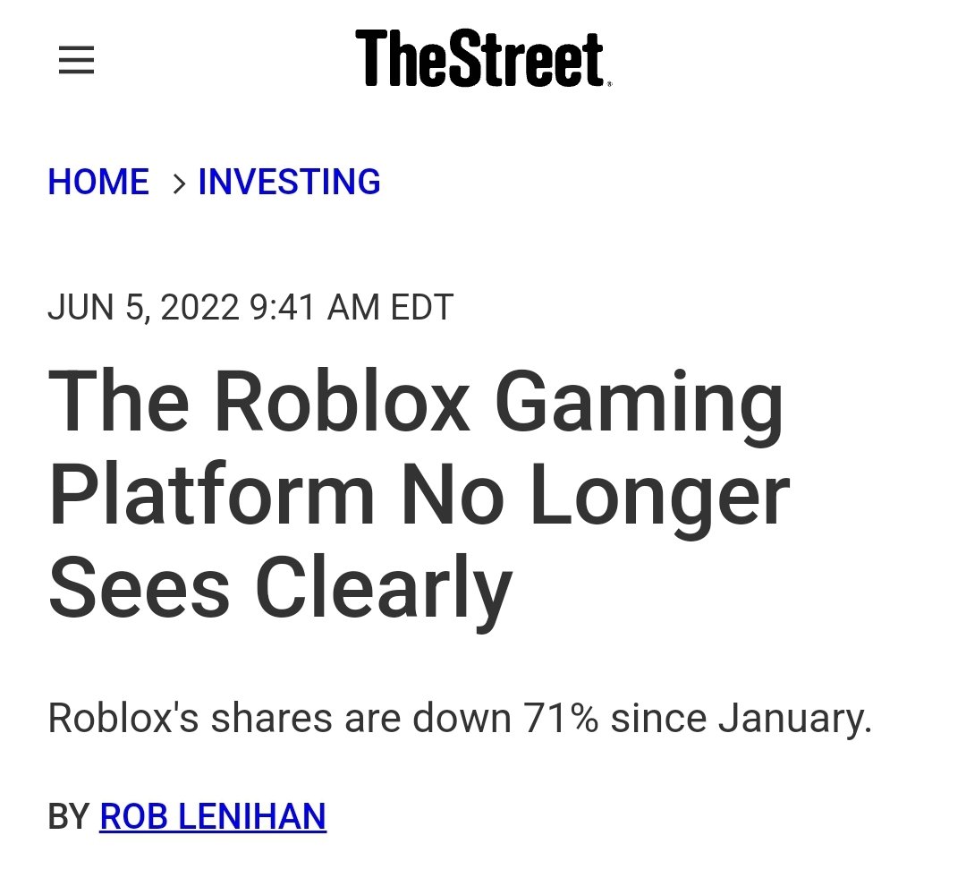 The Roblox Gaming Platform No Longer Sees Clearly - TheStreet