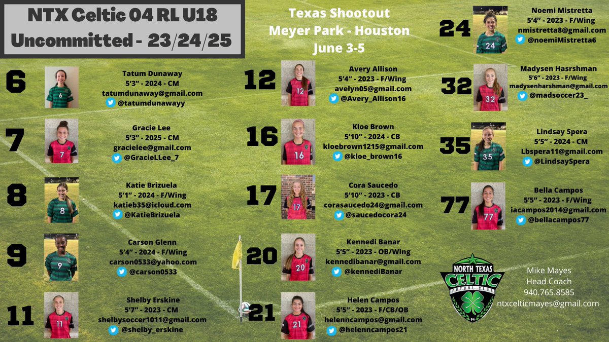 2-0 Win for @04ntxceltic in last game of the Texas Shootout! Thanks to the over 60+ college coaches that came out to give our ghirls a look! Goals <a href="/GracieLLee_7/">Gracie Lee</a> <a href="/Avery_Allison16/">Avery Allison</a> Assists <a href="/shelby_erskine/">Shelby Erskine</a> <a href="/tatumdunawayy/">tatum dunaway</a> <a href="/NoemiMistretta6/">Noemi Mistretta</a> #futurecollegeathletes #coygig 🍀🍀