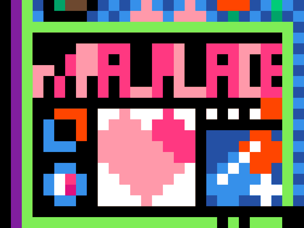 rplacebot's tweet image. A small area themed around the musical bullet hell Project Arrhythmia, featuring the game's logo as well as small characters.
