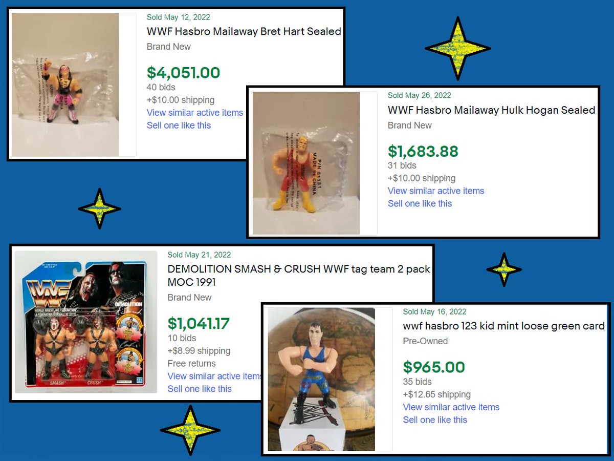 Notable #WWF #Hasbro #WrestlingActionFigures eBay Auctions Ending in May:

#wrestlingcommunity #actionfigures #wwfactionfigures #wwfhasbro #ebay #wrestlingcollector