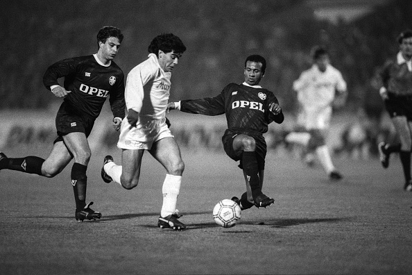 [1988] 🇫🇷🇦🇷 Jean Tigana e Alain Roche (Bordeaux) marcando Diego Maradona (NapolI)