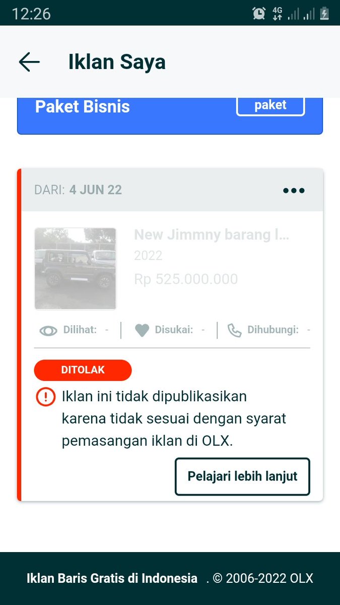 rudids90's tweet photo. @OLXID_Care mohon batuannya. Gimana caranya supaya iklan bisa tayang karena udh bayar 99.000. Tetapi iklan ditolak dan disurih dihapus. Klo sy ulang pasang iklan apakah harus bayar lagi 99.000..?
Mohon Bantuannya https://t.co/RKtyragVSE
