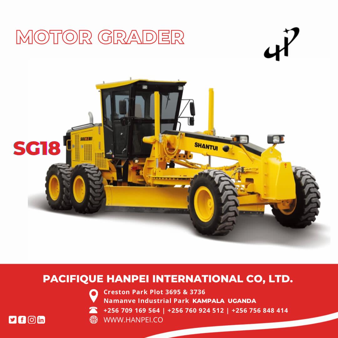 PacifiqueHanpei's tweet photo. SG18 Motor Grader. This is Higher grader leveler has a drive system of four wheel drive, gradeability 30° Maximum traction of 162kN, Steering System Articulated full hydraulic power steering, with maximum steering tire 35°each direction, with the centre of outside tire of 6590mm https://t.co/ncZ1Cygfwl