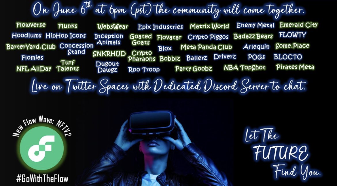 Tomorrow, on June 6th, we will be a part of the “New Flow Wave” that will have the entire Flow community together for 1 night. There will be over 25+ projects participating to celebrate both what we have created and where we are going in Web3.
