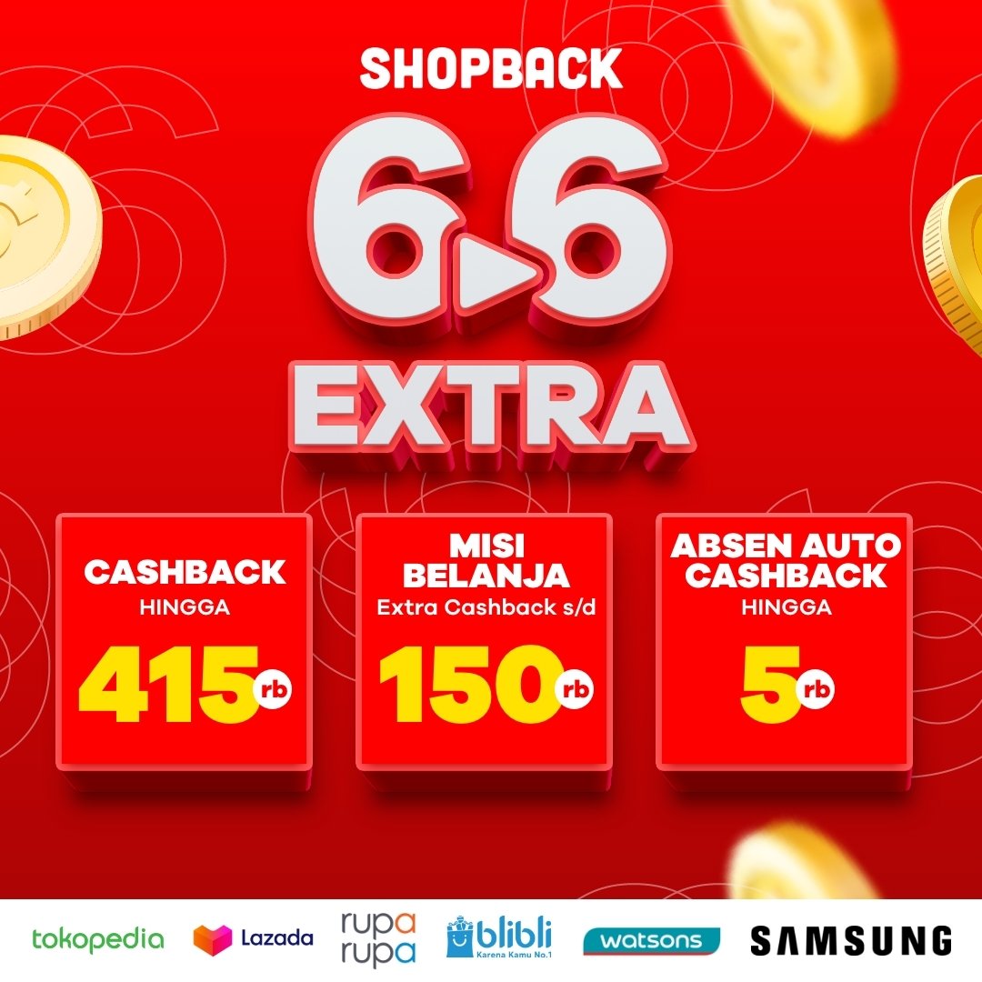ShopBackID's tweet photo. Tanggal kembar waktunya belanja yang banyak pake promo 6.6 EXTRA #MulaidariShopBack! Dapatkan cashback s/d 415ribu dan bisa dapet tambahan cahsback s/d 150ribu dari Misi Belanja!
Buruan check out belanjaanmu hari ini dan kumpulin cashbacknya lewat sini: https://t.co/Eph34EVqwX https://t.co/lzaRXZInPT
