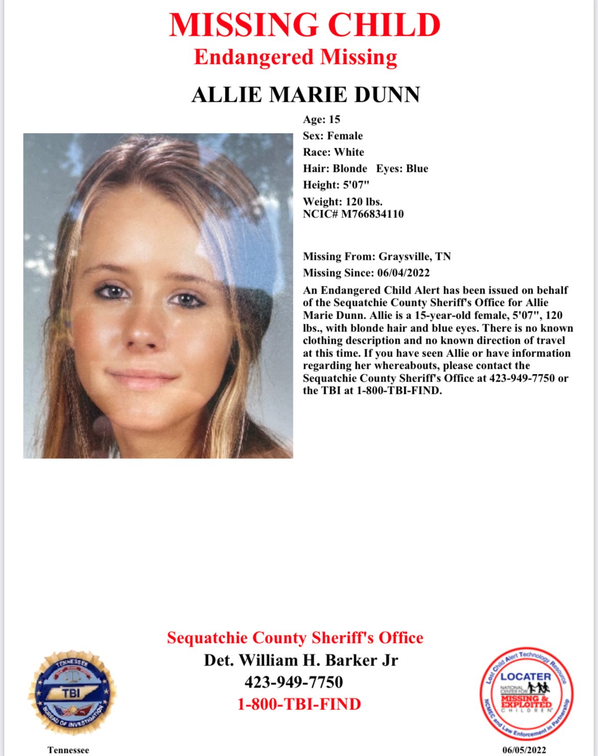 Tennessee Bureau of Investigation on Twitter "MORE Allie Dunn was(02)