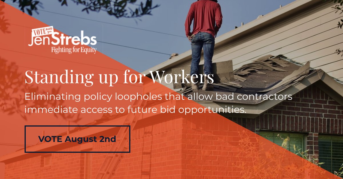 VOTE in the August 2nd primary. Help me ensure that policy loopholes do not allow bad actors don't get government contracts wasting tax payer dollars.