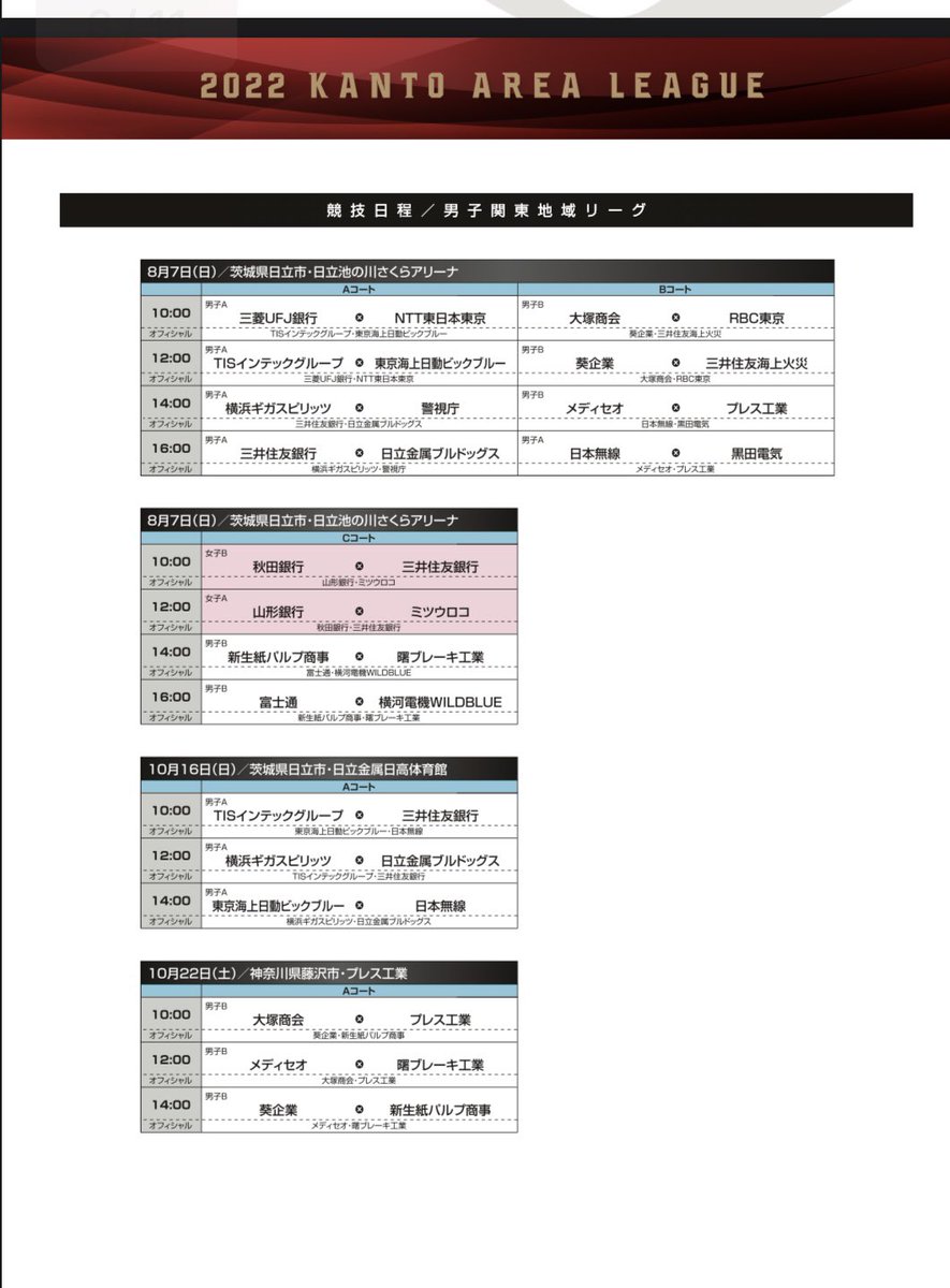 akebonobbt's tweet photo. #日本社会人バスケットボール連盟
　2022年度 #男子関東地域リーグ　
■リーグスケジュール 3
後半戦　2022/10/22-12/17(全9試合)
 #曙ブレーキ　#曙ブレーキ工業　#曙バスケ https://t.co/r3cgrFJqz1