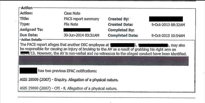 Alleged abuser relocated, promoted, and placed in charge of a <a href="/NSWEducation/">NSW Dept of Education</a> unit with non-verbal preschoolers. 

Further allegations emerged. Bruising, facial injuries, and later a child's account of R&amp;S.

System self-investigated, parents threatened, staff remain. #DisabilityRC
