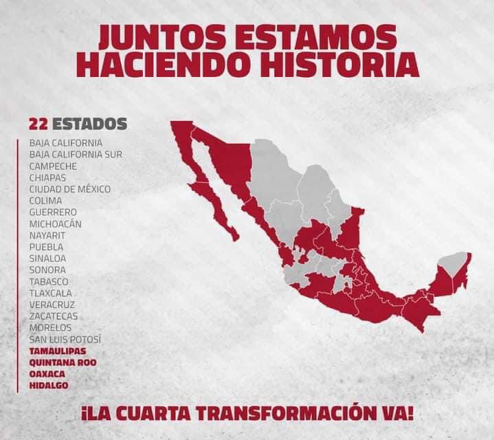 EdgarGemelo1's tweet image. La transformación avanza. 22 de 32 estados son gobernados por @PartidoMorenaMx y en 2023 se sumarán Coahuila y el Estado de México. 
¡Amor con amor se paga!
#Elecciones2022MX