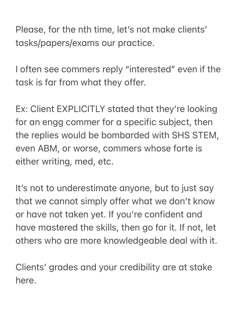 I’ve observed that this is becoming rampant again. Please, let’s stick to our forte.