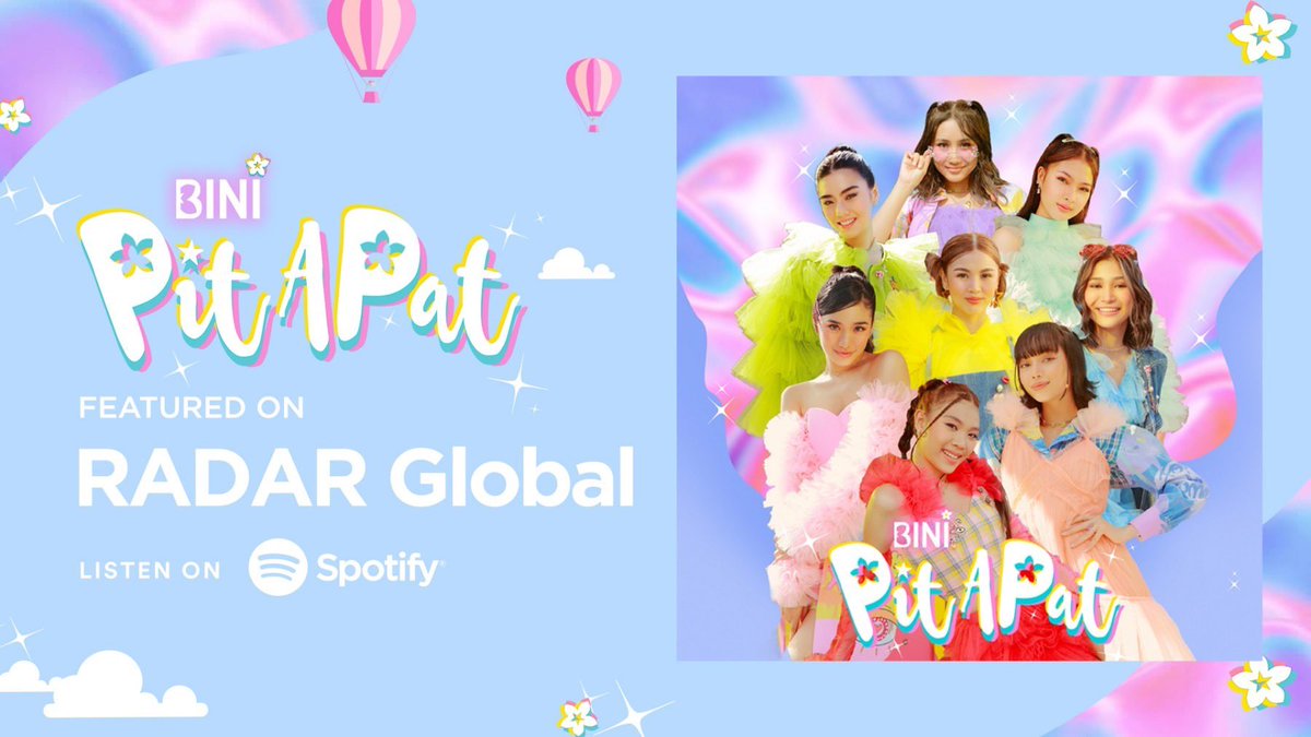 #BINI : Hey Bloom! "Pit A Pat" is also on RADAR Global! Thank you so much <a href="/spotify/">Spotify</a>_ph @spotify! 🌸

'RADAR Global' Playlist: 🔗 spoti.fi/3thu12O