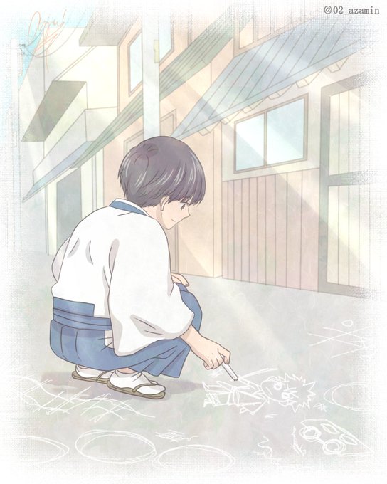 「あら新ちゃん何を描いてるの?」

「これは夢でみた白いお侍さんです姉上。僕らを助けてくれるんです」 