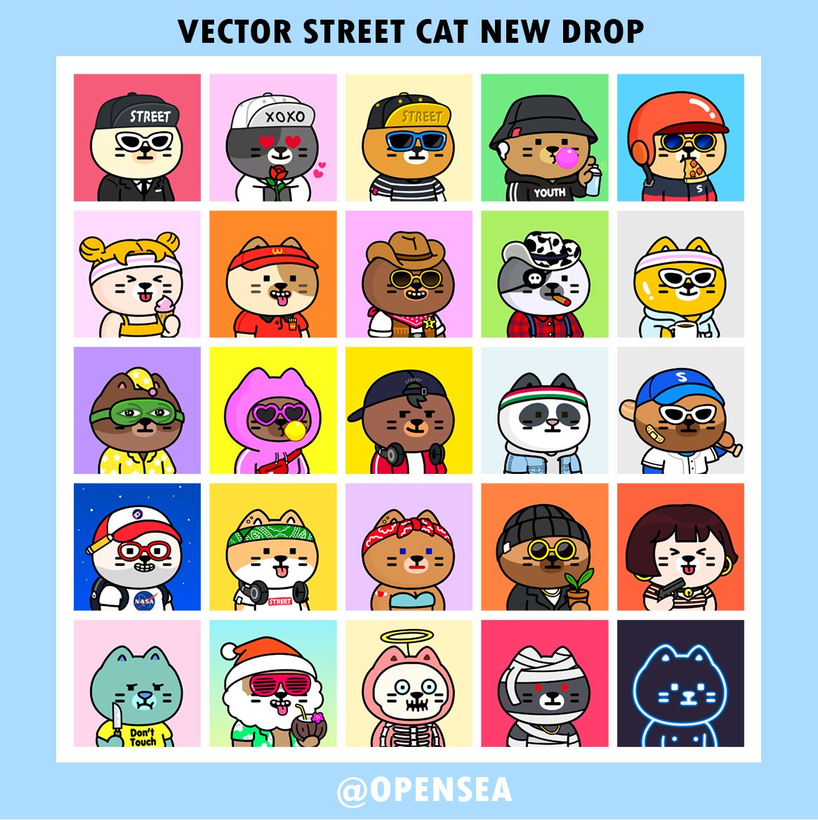 😻VSC New Drop (#0036~#0060)
✅️Mint price : 0.01eth
🟧PSC (Pixel street cat) owners price:0.005eth
Listed on <a href="/opensea/">OpenSea</a>
opensea.io/collection/vec…

#NFT #nfts #nftcollector 
#NFTCommunity #vector