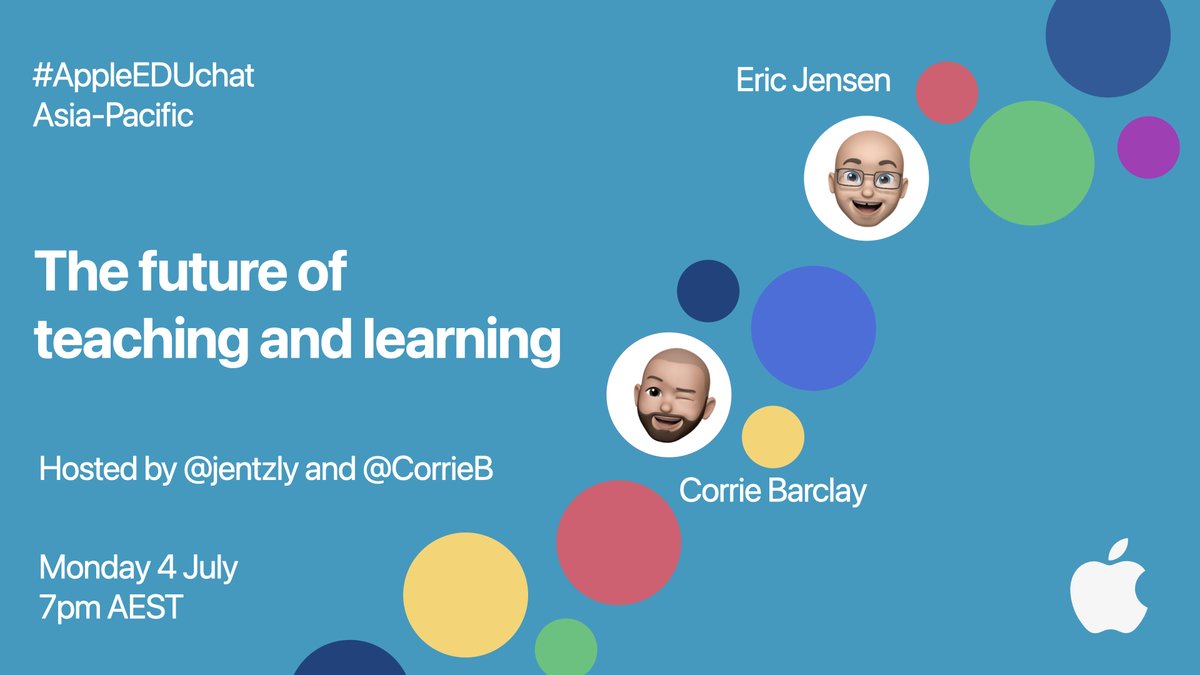 Thanks for joining the June #AppleEDUchat! Join us in July with our hosts @jentzly and <a href="/CorrieB/">Corrie Barclay</a> for what promises to be an awesome fast forward into the future of teaching and learning! <a href="/AdamSlaterEDU/">AdamSlaterEDU</a> <a href="/lcoffeeprincel/">Junichi Nakamura @schoolXR🥽</a> <a href="/jeffvardy/">Jeff Vardy</a> <a href="/AppleEDU/">Apple Education</a>