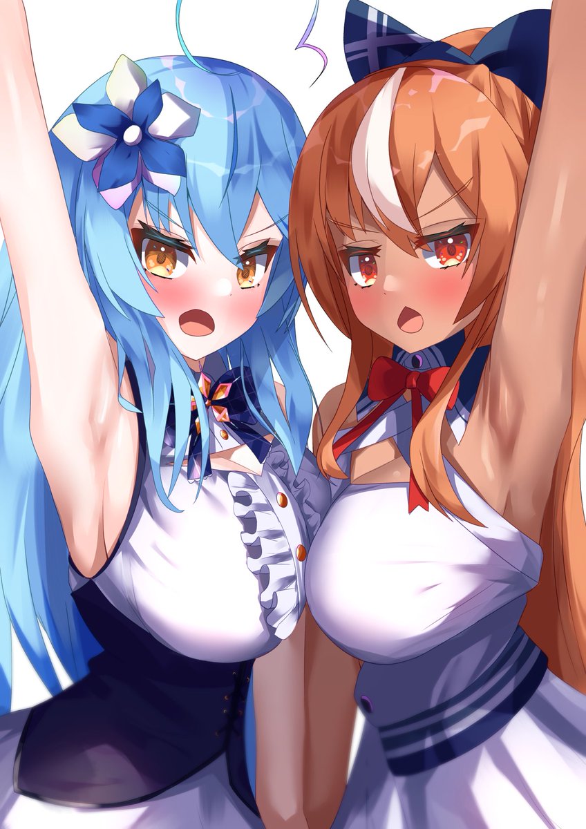 不知火フレア ,雪花ラミィ 「よろしくお願いします…!!
#絵柄が好みって人にフォローされたい 」|途ノ河（とのかわ）@お仕事募集中のイラスト