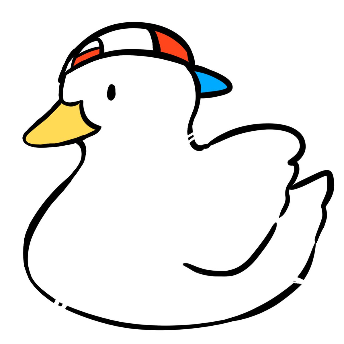 oozora subaru hat no humans duck white background baseball cap simple background bird  illustration images