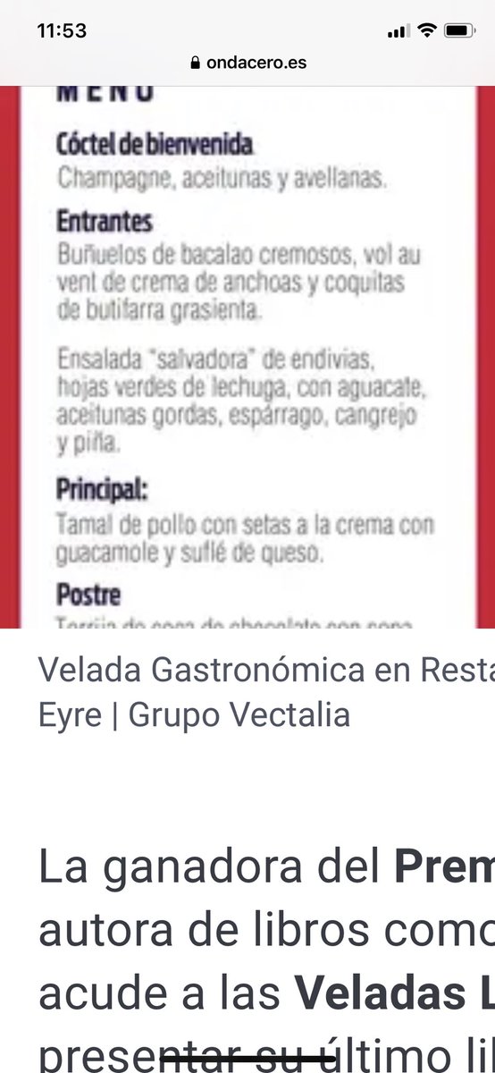 Mirad el menú que ha preparado <a href="/RMaestral/">Maestral Restaurante</a> para la cena del viernes, relacionado con Cuando éramos ayer. Buñuelos de bacalao que comen Sílvia y Carmen en el Canari de la Garriga, champagne en su casa, ensalada Salvaora y el vino se llama… Rafael!