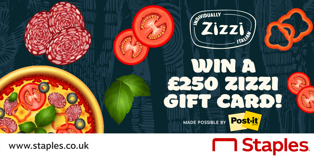 StaplesUK's tweet image. #WIN a £250 Zizzi gift card 🤩 🍕🍝

To enter:
1.Follow @StaplesUK and @Postit 
2.Retweet this post

Winner announced 1st July 2022 🏆 Running across Twitter, Instagram &amp;amp; Facebook, ONE WINNER ONLY! #staplessummer

Full T&amp;amp;C’s: staples.co.uk/summer