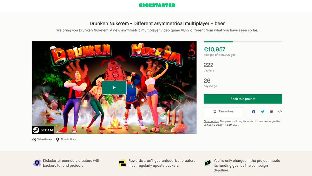 ⚠️2️⃣ 6️⃣ days left to go!
🎮 #DrunkenNukeem is a different bet within the #asymmetric #multiplayer games. 
🥴 Find the balance between collaboration and betrayal as a drunk
😈 Kill everyone as a landlord....

👇#Kickstarter here👇 
🍺 kickstarter.com/projects/drazo… 🍺 

#game #indiedev