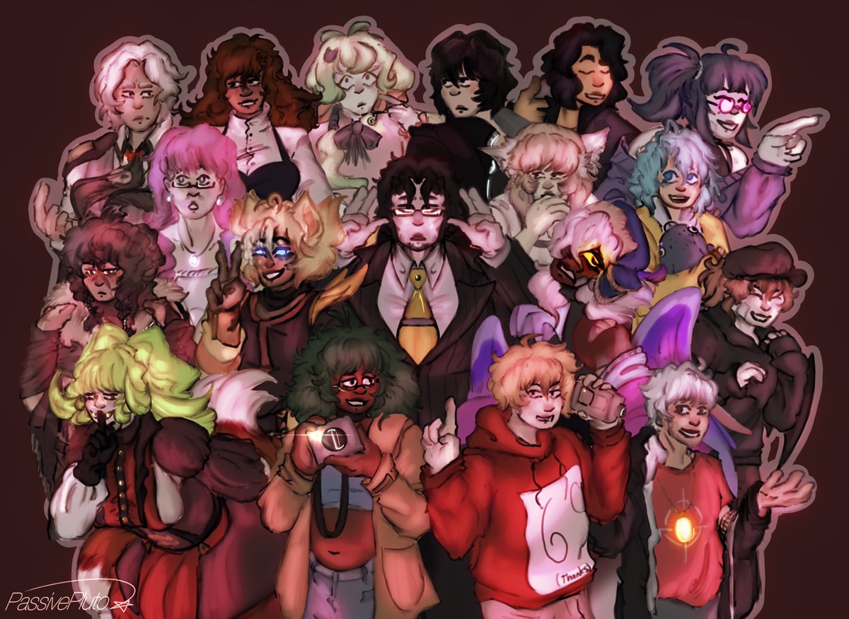 PassivePluto's tweet photo. My toxic trait is that I will joke about doing entire cast arts for killing games I’m in and then proceed to do it in less than 3 days😟

Sanyu, Masaki, and Kaneko owned by me,all other characters credited to original owners! 

(#art #droc #digitalart #oc #ocart #danganronpa ) https://t.co/jRTpin3ySI