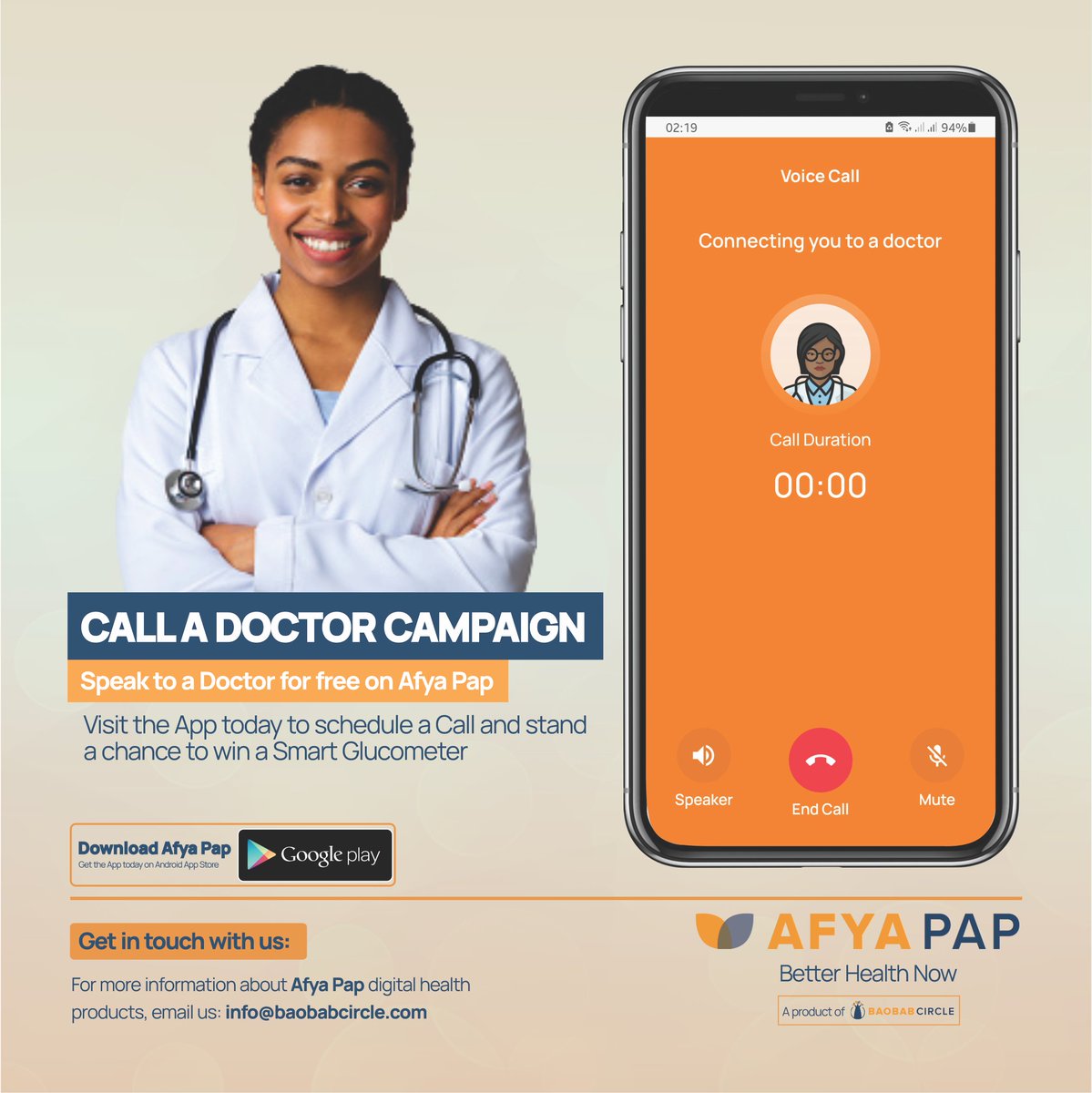 Afya_Pap's tweet photo. Good morning! Happy Monday 🎉🎉
Don't let the long hospital queues slow you down. Download Afya Pap from Google Play Store and schedule a consultation with a doctor for FREE! You also stand a chance of winning a SMART GLUCOMETER!
#afyapap #calladoctor #remotepatientmonitoring https://t.co/UKtvTCvdx2