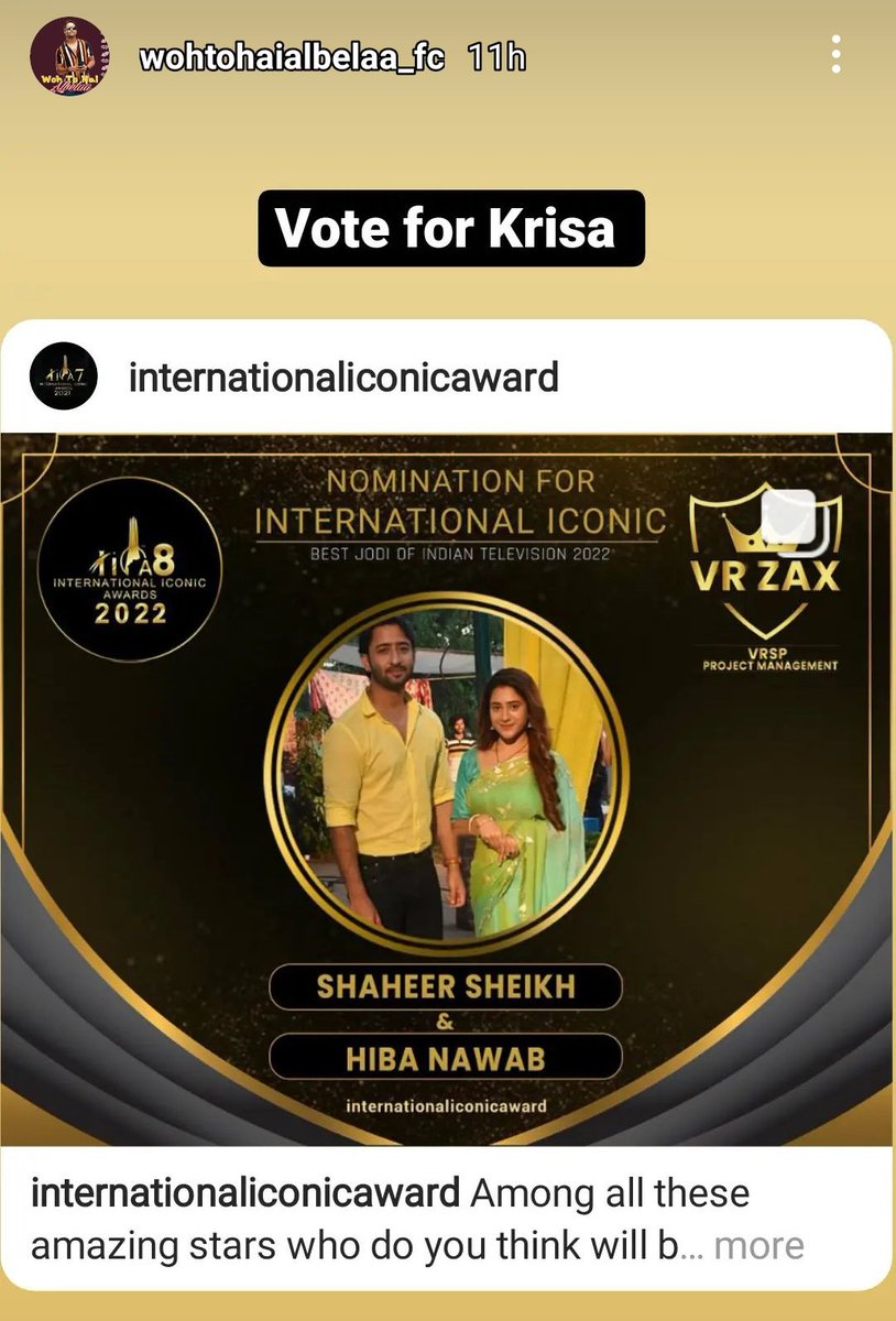 BanikRumy's tweet photo. Vote for #krisa #wohtohaialbelaa #hotcouple #internationaliconicawards #ShaheerSheikh #HibaNawab #starbharat https://t.co/dq1aaigXbK