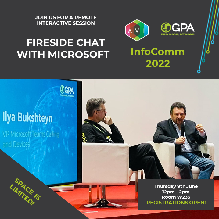 GPA_AV's tweet photo. REGISTRATIONS ARE OPEN NOW at https://t.co/pb9TngaCXr - @GPA_AV will be joined by @ilyabu, VP of @Microsoft Teams Calling and Devices on Thursday at the GPA Global Lounge @InfoComm. #thinglobal #thingpa #audiovisuel #audiovisualsolutions #infocomm2022 https://t.co/MeWP5gmir4