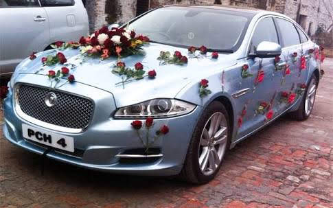 Jaguar XF  Wedding car decorations, Wedding car, Wedding car deco