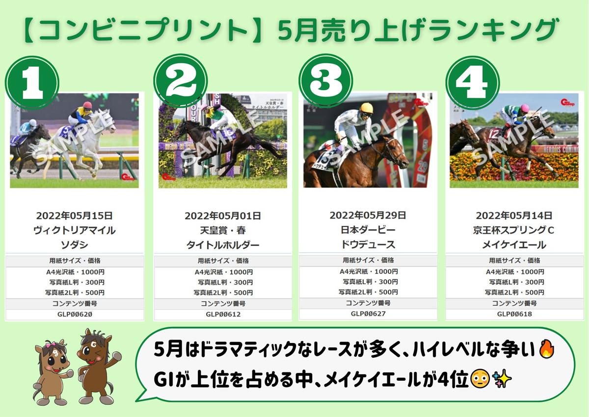 📷コンビニプリント📷 2022年5月売り上げランキング🏆 🥇ソダシ