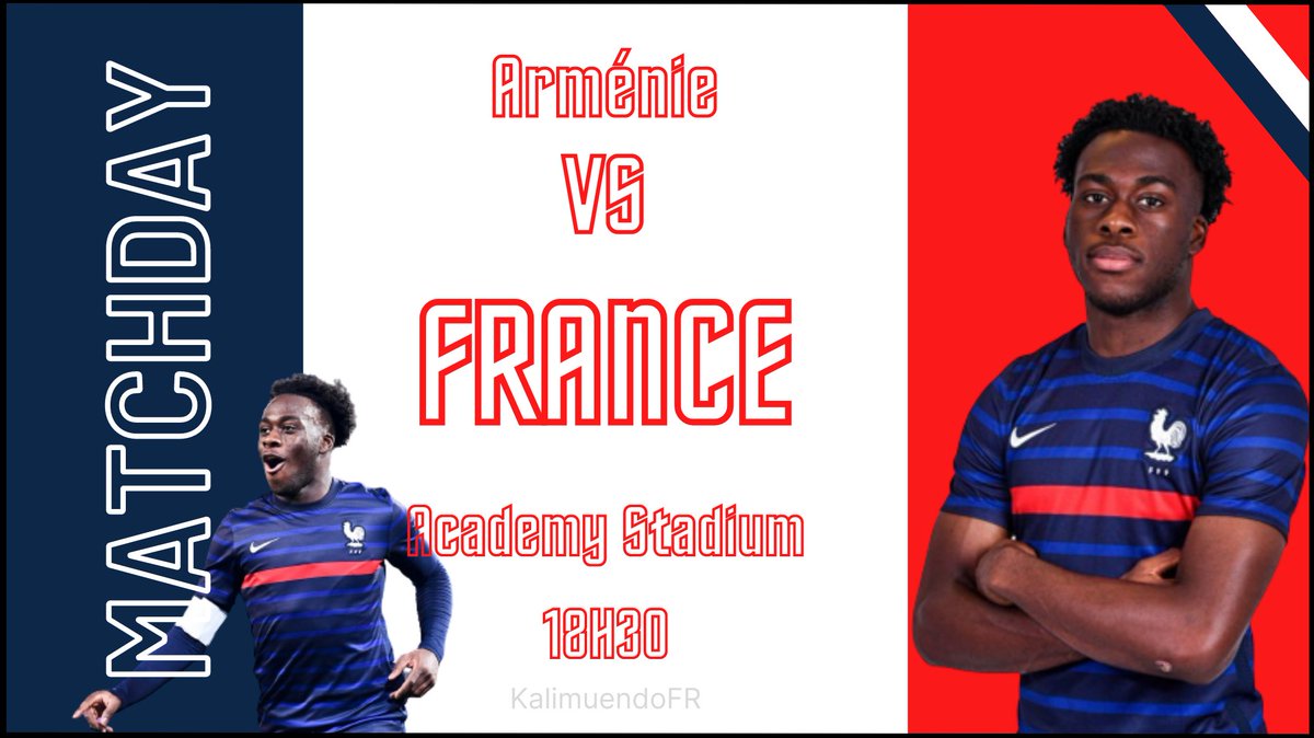 KalimuendoFR's tweet photo. ⚔️JOUR DE MATCH
🆚Arménie U21
⚽️Qualifications EURO U21
🕒18H30
🏟Academy Stadium
🇫🇷#ARMFRA
📺Canal + Sport https://t.co/ZfHdEWest0