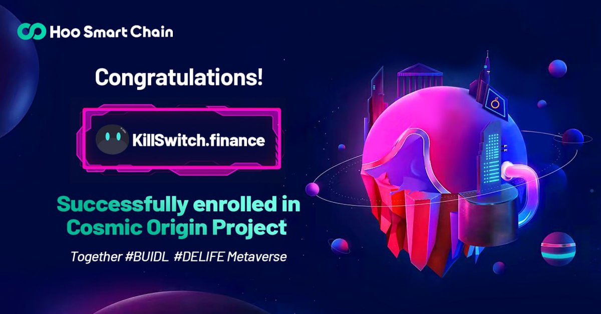 KillSwitch.finance (@killswitch_defi) on Twitter photo 🎉KillSwitch has successfully onboarded the #CosmicOriginProject of <a href="/HooSmartChain/">Hoo Smart Chain</a> !
Get ready for TP/SL, auto compound, and Boost on killswitch.finance 😎
#KillSwitchFinance #DeFi #HSC #hoo #DeLife #BUIDL 🎉KillSwitch has successfully onboarded the #CosmicOriginProject of <a href="/HooSmartChain/">Hoo Smart Chain</a> !
Get ready for TP/SL, auto compound, and Boost on killswitch.finance 😎
#KillSwitchFinance #DeFi #HSC #hoo #DeLife #BUIDL
