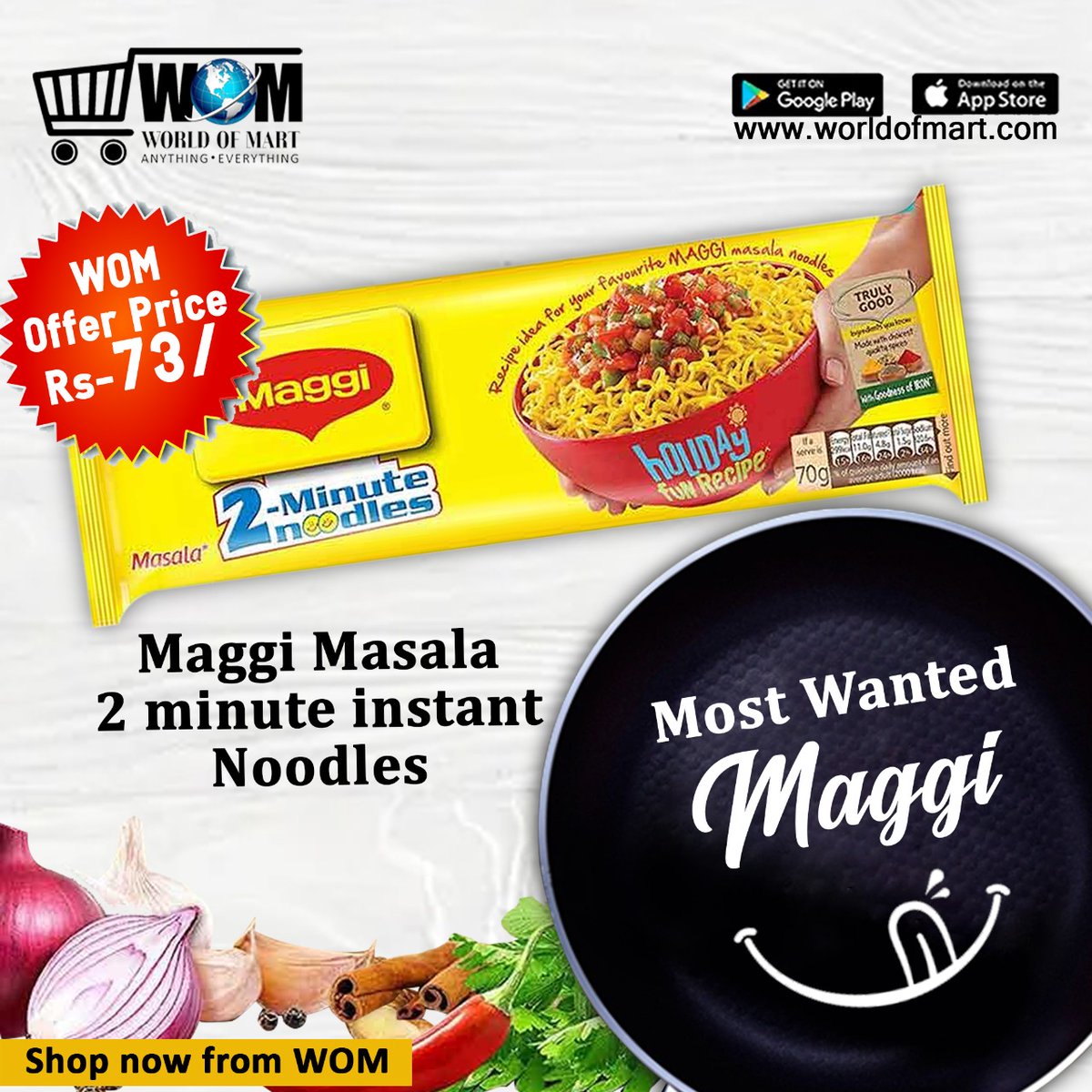 Nothing warms an Indian heart quite like a warm bowl of Maggi. Now shop for Maggi at the cheapest price in the market only at World of Mart!

#worldofmart #wom #maggi #magginoodles #instantnoodles #noodles #indiangrocery #groceries #shopnow