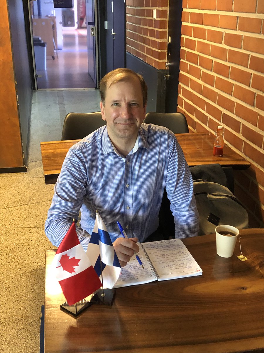 Was a busy &amp; enriching trip to Helsinki by <a href="/InvestQuebec/">InvestissementQuébec</a> rep <a href="/arch_d24/">Arch</a> last week. Including a stop at <a href="/MariaZeroOne/">Maria 01</a> to chat with <a href="/smolaholic/">Ville Simola</a> &amp; to catch up on our notes 📝 ✅ . Lots of #CanFinTrade synergies to continue to build on! <a href="/CanFinTrade/">CanFinTrade</a>