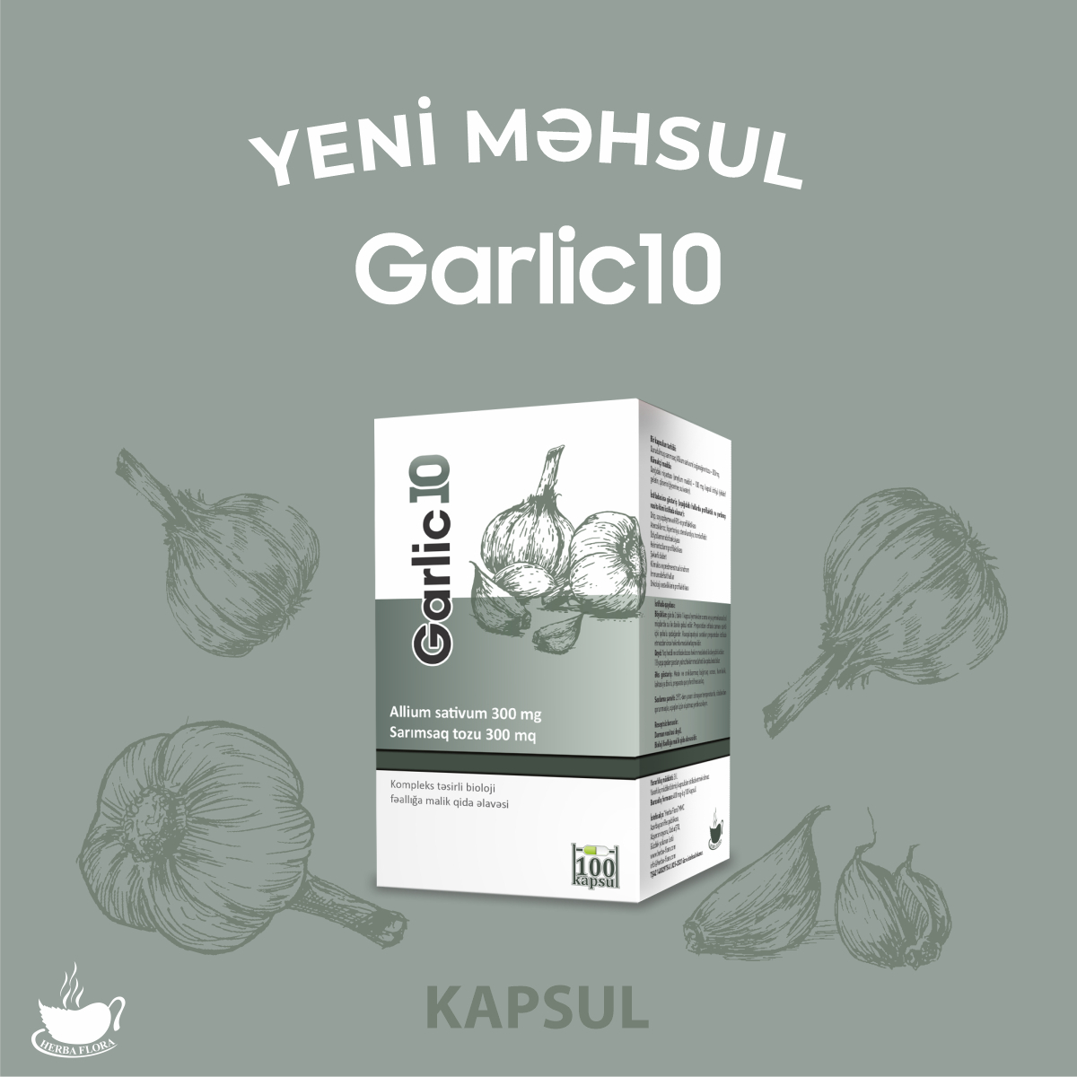 Garlic10 kapsulu 🎉
💙 C, D, B qrupu vitaminlər və mikroelementlər ilə zəngin olan sarımsağın gücü ilə:
Şəkərin və xolesterinin səviyyəsini, təzyiqi normallaşdırır, ürək-damar sistemi xəstəliklərinin yaranma riskinin qarşısını alır, saçların tökülməsinin qarşısını alır.