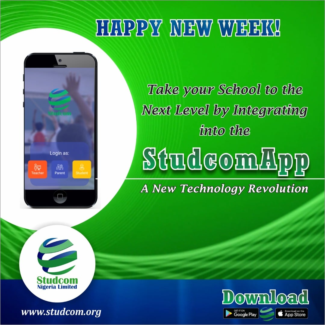 StudcomL's tweet photo. Happy new week!! Take your school to the next level by integrating into studcomapp.

#studcom #quotes #education #educationmatters #nigeria #nigeriaschool #motivation #lagos #lagosnigeria #studcomapp #likesforlike  #follow4followback #mondaymood #studcomapp #studcomnigerialimited https://t.co/xtzrkA4dVt
