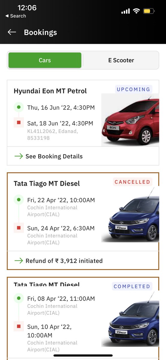 Rajdhanase's tweet photo. @ZoomCarIndia As requested, I am attaching some screenshots from the zoomcar app https://t.co/r2Wgn7Dc7B