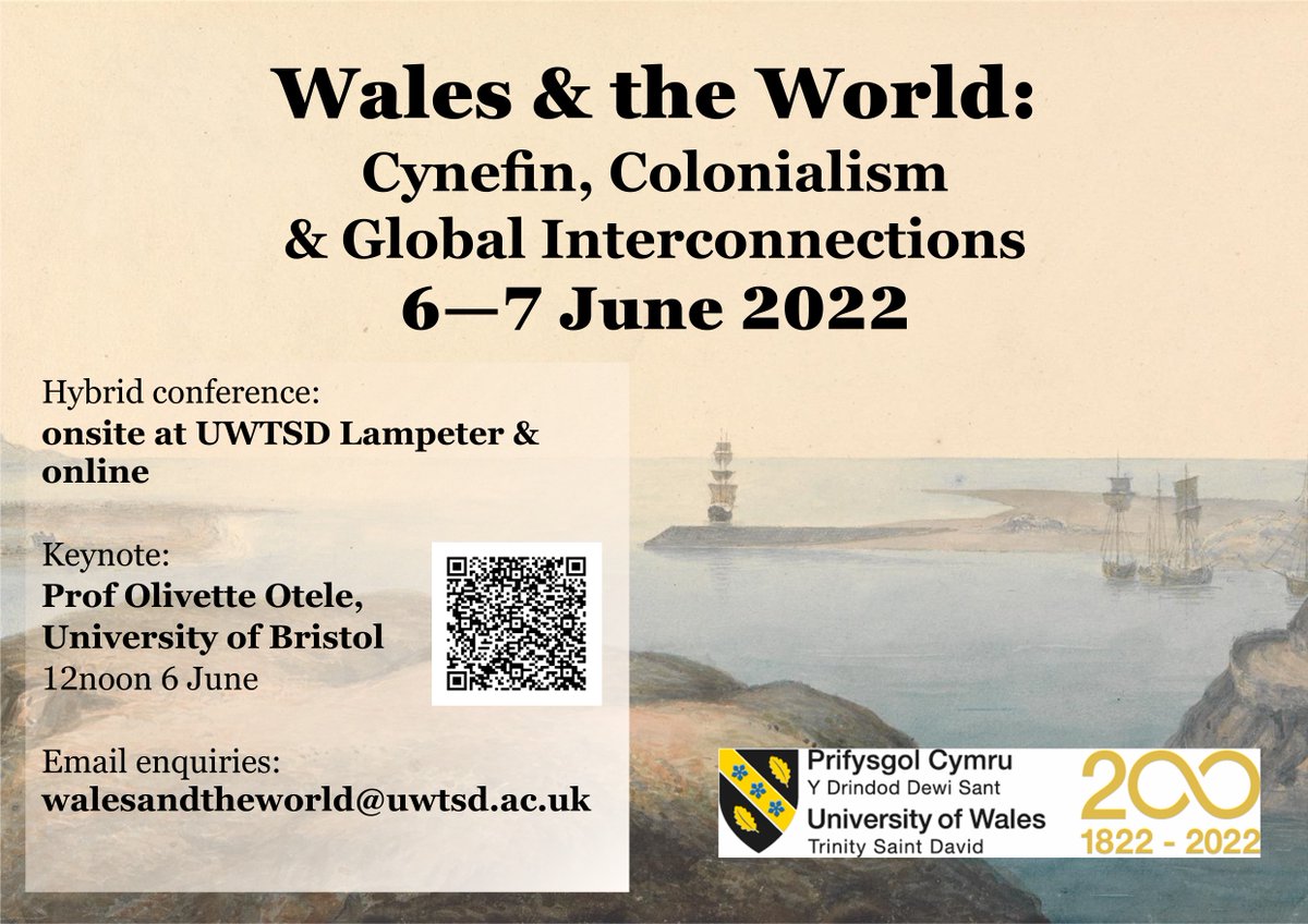 Lampeter@UWTSD (@uwtsdlampeter) on Twitter photo It's here! We're delighted to kick off 'Wales & the World: Cynefin, Colonialism & Global Interconnections'.
Today's stellar line-up includes @OlivetteOtele, <a href="/keri_thomas/">Dr Keri Thomas</a>, @craigowen1976, <a href="/JonesAledH/">Aled H. Jones</a>, @RhysOwens92, @marthalobrien, <a href="/charwilliamsOBE/">Charlotte Williams OBE</a>, <a href="/NeilevansEvans/">Neil Evans</a> + many more! It's here! We're delighted to kick off 'Wales & the World: Cynefin, Colonialism & Global Interconnections'.
Today's stellar line-up includes @OlivetteOtele, <a href="/keri_thomas/">Dr Keri Thomas</a>, @craigowen1976, <a href="/JonesAledH/">Aled H. Jones</a>, @RhysOwens92, @marthalobrien, <a href="/charwilliamsOBE/">Charlotte Williams OBE</a>, <a href="/NeilevansEvans/">Neil Evans</a> + many more!
