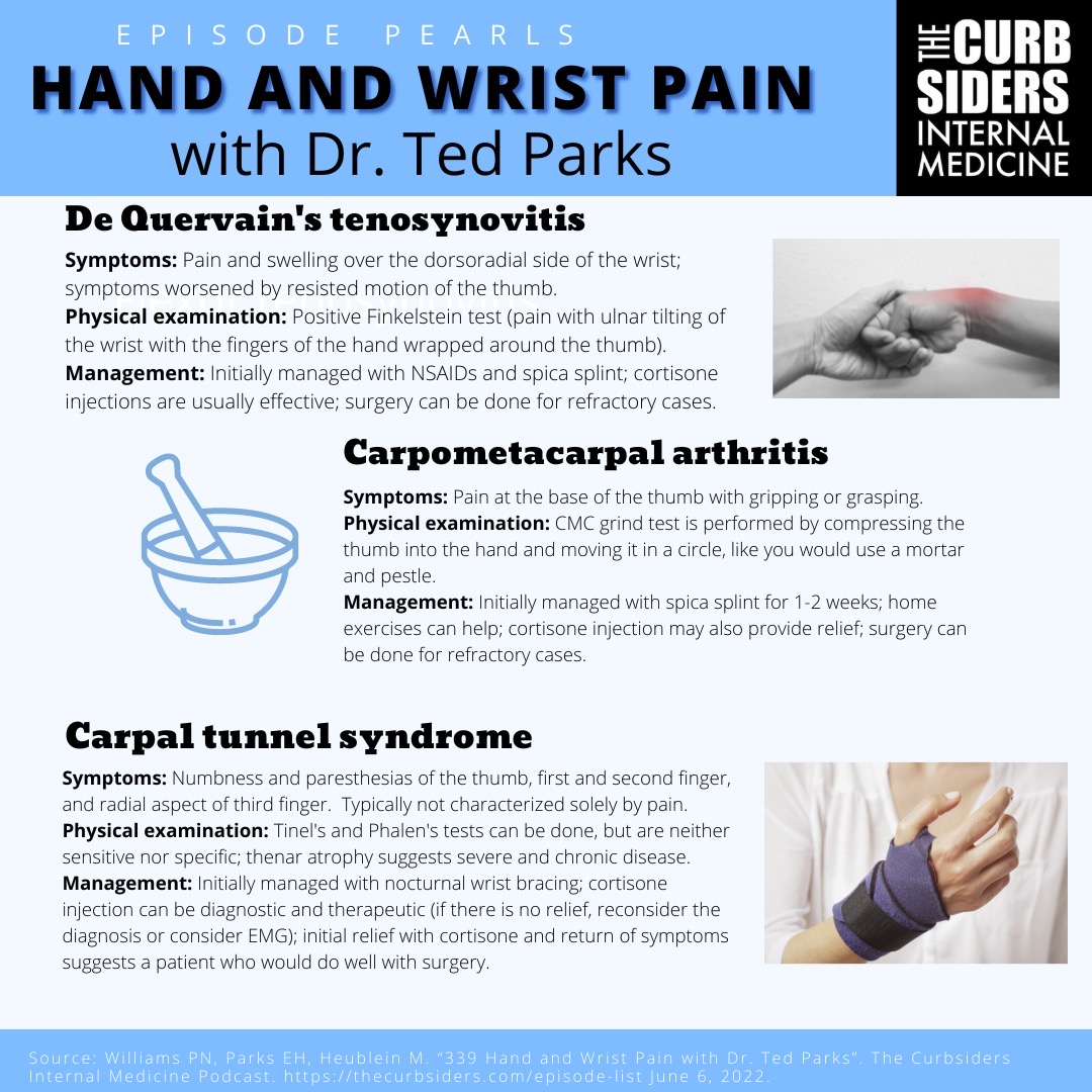 #339 Hand and Wrist Pain with Dr. Ted Parks 👋
A wrist strained episode? Join us as Curbsiders favorite Dr. Ted Parks gives us a hand with the diagnosis and management of common causes of hand and wrist pain. - mailchi.mp/thecurbsiders/… #FOAMed #Medical #MedTwitter
