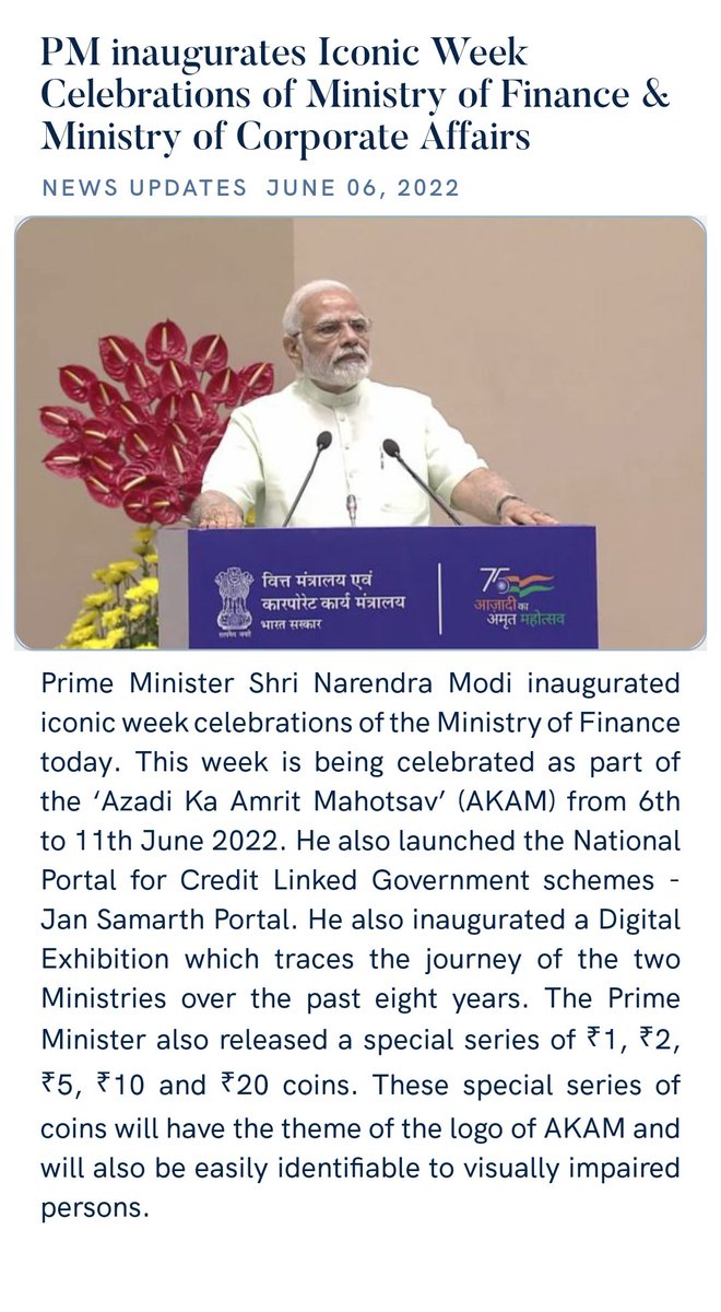 PM inaugurates Iconic Week Celebrations of Ministry of Finance &amp; Ministry of Corporate Affairs
nm-4.com/HS8DD5 via NaMo App