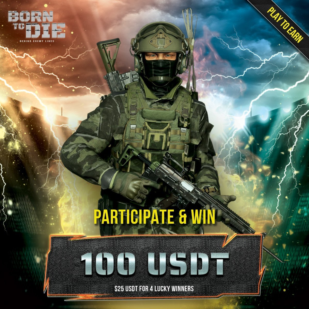 BornToDieGame's tweet photo. ✨ Gearing up for our BTDG #NFTDrop

🔫  Announcing $100 USDT giveaway to 4 participants.

▶️ Steps 👇

1️⃣ Follow @BornToDieGame
2️⃣ Join Discord: https://t.co/AtsvlK0fSZ
3️⃣ Retweet + Tag 3 frens

⏰ Ends in 48h

#NFTCommunity #NFTGiveaway #ContestAlert #NFTGame #PlayToEarn https://t.co/KOZOq1v1sC