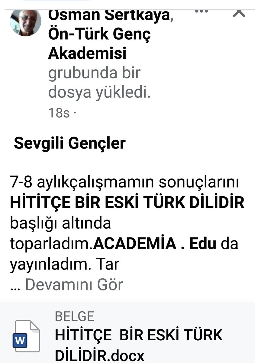 Dilci Prof.Dr.Osman Fikri Sertkaya,7-8 aylık çalışmasıyla HİTİT dilinin"BİR ESKİ TÜRK  DİLİ"oldugunu yayınladı! 
Destek olma zamanı!
Batılının yalanlarına karşı duran,Atatürk'ün ışıklı, kutsal yolunda yürümek Batı'ya atılan en güçlü tokat olacaktır.