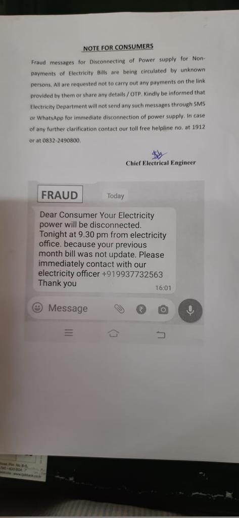 GoaElectricity's tweet image. Pls see for immediate attention to all consumers
