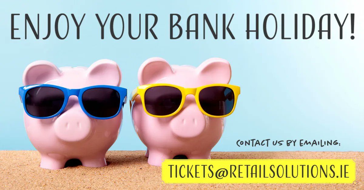 RetailSolns's tweet photo. We hope you're having a great bank holiday weekend! Enjoy the sunshine 🌞
You can contact us by emailing: tickets@retailsolutions.ie
#bankholiday #junebankholiday #makeminea99 #funinthesun #monday https://t.co/n6vRK8MFoj