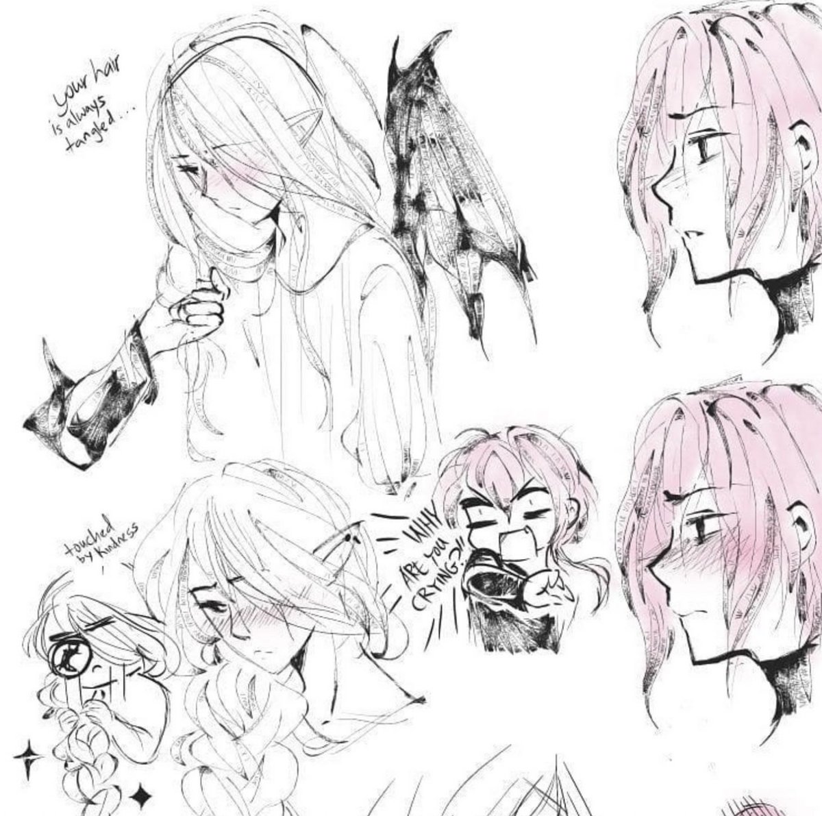 I want to draw my boys more but it's so hard with my everything everywhere all at once brain 😩 but pls…look at my sad babies 🖤 